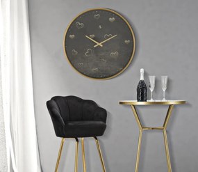 Ceas decorativ negru/auriu din metal, ∅ 60 cm, Hearts Mauro Ferretti