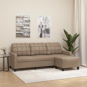 vidaXL Canapea cu 3 locuri / taburet cappuccino 180 cm piele ecologică