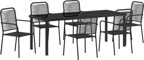 vidaXL Set de masă pentru grădină 7 pcs Negru