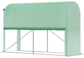 Outsunny Seră de grădină PE, seră de balcon, folie consolidată 140 g/m², structură din oţel, uşă pliabilă cu fermoar, pentru legume plante flori, interior şi exterior, 300 x 100 x 200 cm, verde | Aosom Romania