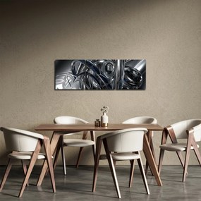 Tabloul cu abstracție gri cu albastru (cu ceas) (90x30 cm)