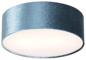 Plafoniera moderna albastra 30 cm cu interior auriu - Drum