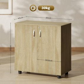Vinsetto Dulap pentru documente cu încuietoare, 2 uși și raft intern, 80x40x80 cm, culoare stejar | Aosom Romania