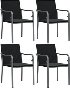 vidaXL Scaune de grădină cu perne 4 buc. negru 56x59x84 cm poliratan