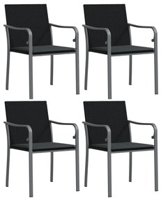 3187075 vidaXL Scaune de grădină cu perne 4 buc. negru 56x59x84 cm poliratan