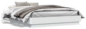 Cadru de pat cu lumini LED, alb, 160x200 cm