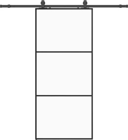 vidaXL Ușă glisantă cu set de feronerie neagră 90x205 cm Sticlă ESG