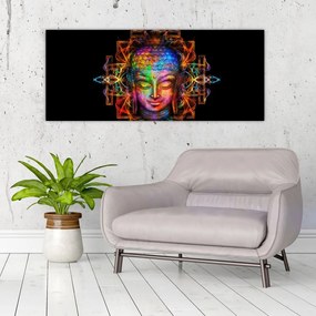 Tablou - Bustul lui Buddha în culori neon (120x50 cm)