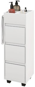 HOMCOM Mobilier de depozitare pentru baie cu 4 compartimente, 3 sertare și suport pentru prosoape, dim. 35 x 30 x 90 cm, alb | Aosom Romania
