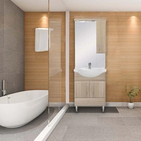 Mobilier complet de baie Bianca Plus 65, culoare stejar sonoma, deschidere pe dreapta