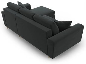 Colțar gri închis extensibil, cu spațiu de depozitare cu tapițerie din catifea Kyoto – Cosmopolitan Design