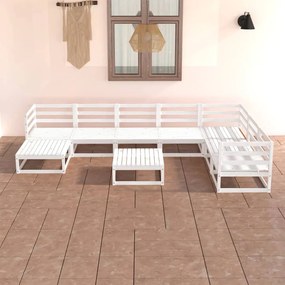 Set mobilier de gradina, 8 piese, alb, lemn masiv de pin Alb, 1, nu