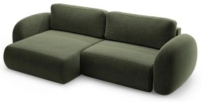 Colțar verde extensibil/cu spațiu de depozitare cu tapițerie din chenille Tonale – Cosmopolitan Design