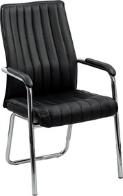 Scaun vizitator negru HRC 614 din piele ecologică și cadru cromat