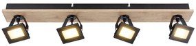 Plafoniera LED cu 4 spoturi directionabile design industrial Joya maro, negru