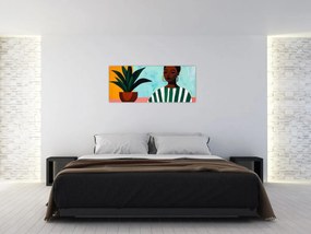 Tablou - Femeie cu floare (120x50 cm)