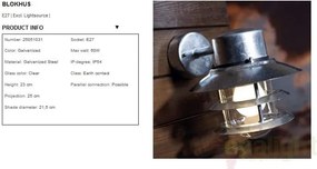 Aplica de perete exterior IP54, Blokhus Down GS 25051031NL