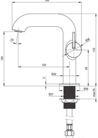 Baterie pentru chiuveta bronz periat, cu pipa dreptunghiulara, Deante Silia Bronz periat