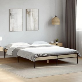 vidaXL Cadru de pat, stejar sonoma, 120x190cm, lemn prelucrat și metal