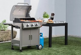 Grătar pe gaz OKLAHOMA BBQ, 3 arzătoare, cu regulator de presiune, argintiu Penta CZ