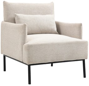 Scaun de Efect din Panza, Fotoliu, Fotoliu Modern pentru Camera de Zi cu Picioare din Otel si Perne pentru Dormitor, Alb crem; HOMCOM | Aosom RO