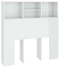 Tăblie de pat cu dulap, alb extralucios, 100x19x103,5 cm