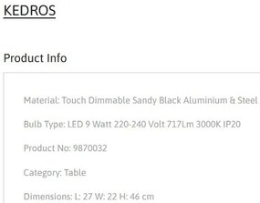 Lampa de masa LED cu spot directionabil stil minimalist KEDROS negru
