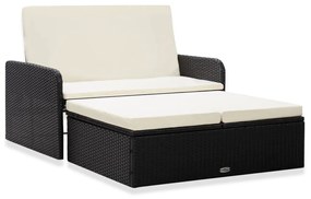 46078 vidaXL Set mobilier de grădină cu perne, 2 piese, negru, poliratan