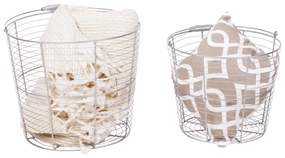 Set de 2 coşuri rotunde, metal argintiu, RUSLO