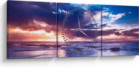 Tablou - Apus de soare la mare (cu ceas) (90x30 cm)