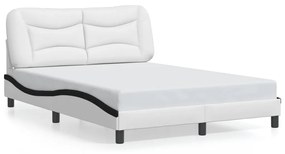 3208008 vidaXL Cadru de pat cu tăblie, alb/negru, 140x200 cm, piele ecologică