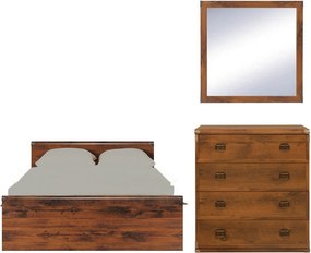 Set dormitor INDIANA, stejar sutter, cu pat 120x200, comoda cu 4 serta