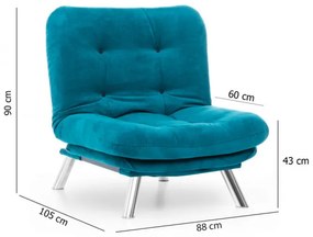 Fotoliu Extensibil Misa Solo, Verde Petrol