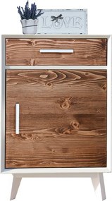 Dulap lemn masiv alb Timeless 1 Sertar 1 Ușă, 50 × 45 × 85 cm