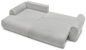 Colțar gri deschis extensibil cu tapițerie din catifea reiată (cu colț pe partea stângă ) Lucien – Bobochic Paris