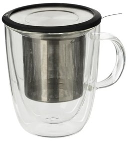 Cana infusor inox Clea, sticla borosilicta, capac, 300 ml