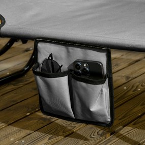 Outsunny Set 2 șezlonguri pliante cu parasolar, spătar reglabil în 5 trepte, Gri închis | Aosom Romania