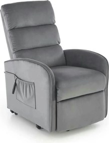 Fotoliu recliner MARONI, stofa catifelata gri - Bluvel 14, 62x92/165x1