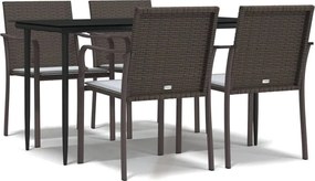 vidaXL Set mobilier de grădină cu perne, 5 piese, poliratan și oțel