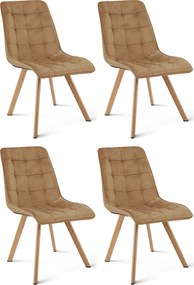 Set 4 Scaune Bucatarie/Dining Spirit Plus Catifea Maro,Picioare Metalice, Finisaj Lemn