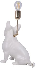 Lampa ceramica Bulldog alb mat h 35 cm