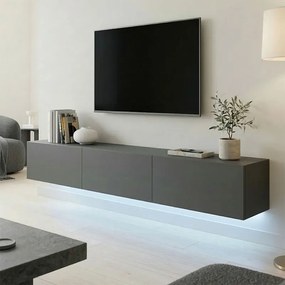 Comoda TV suspendata Rivana cu LED, culoare antracit, 180 x 35 x 30 cm