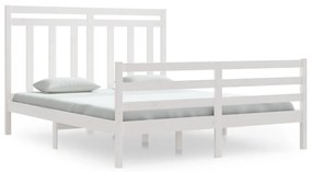 3105326 vidaXL Cadru de pat, alb, 160x200 cm, lemn masiv