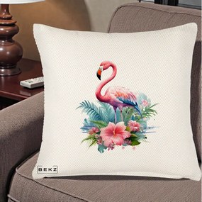 Perna Decorativa Raton in Halat Roz, 40x40 cm, Crem Reliefat, Husa Detasabila, Perna Inclusa, BEKZ®