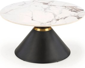 Masuta cafea blat marmura GORETTI, alb/negru/auriu, otel, 80x80x42 cm
