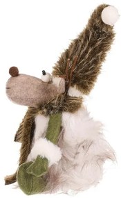 Decorațiune de Crăciun Ren așezat, înălțime 28 cm,verde/alb