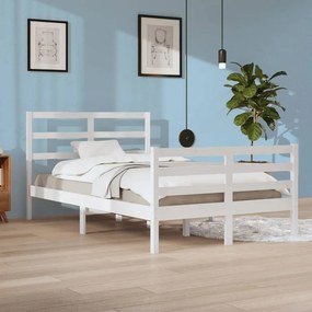 3105002 vidaXL Cadru de pat, alb, 120x200 cm, lemn masiv de pin