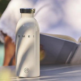 Sticla termos SMEG Clima 50's Style WBF01CR, 500 ml, Inchidere ermetica, Pereti dubli, Otel inoxidabil 18/8, Crem