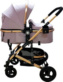 Carucior nou nascuti 3 in 1 Baby Care™ PRO 531 , Cadru Aluminiu, Amortizoare, Roti din cauciuc plin AVE, Landou, Scoica auto, Spatar reglabil 3
