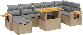 vidaXL Set canapele de grădină, 8 piese, cu perne, bej, poliratan
